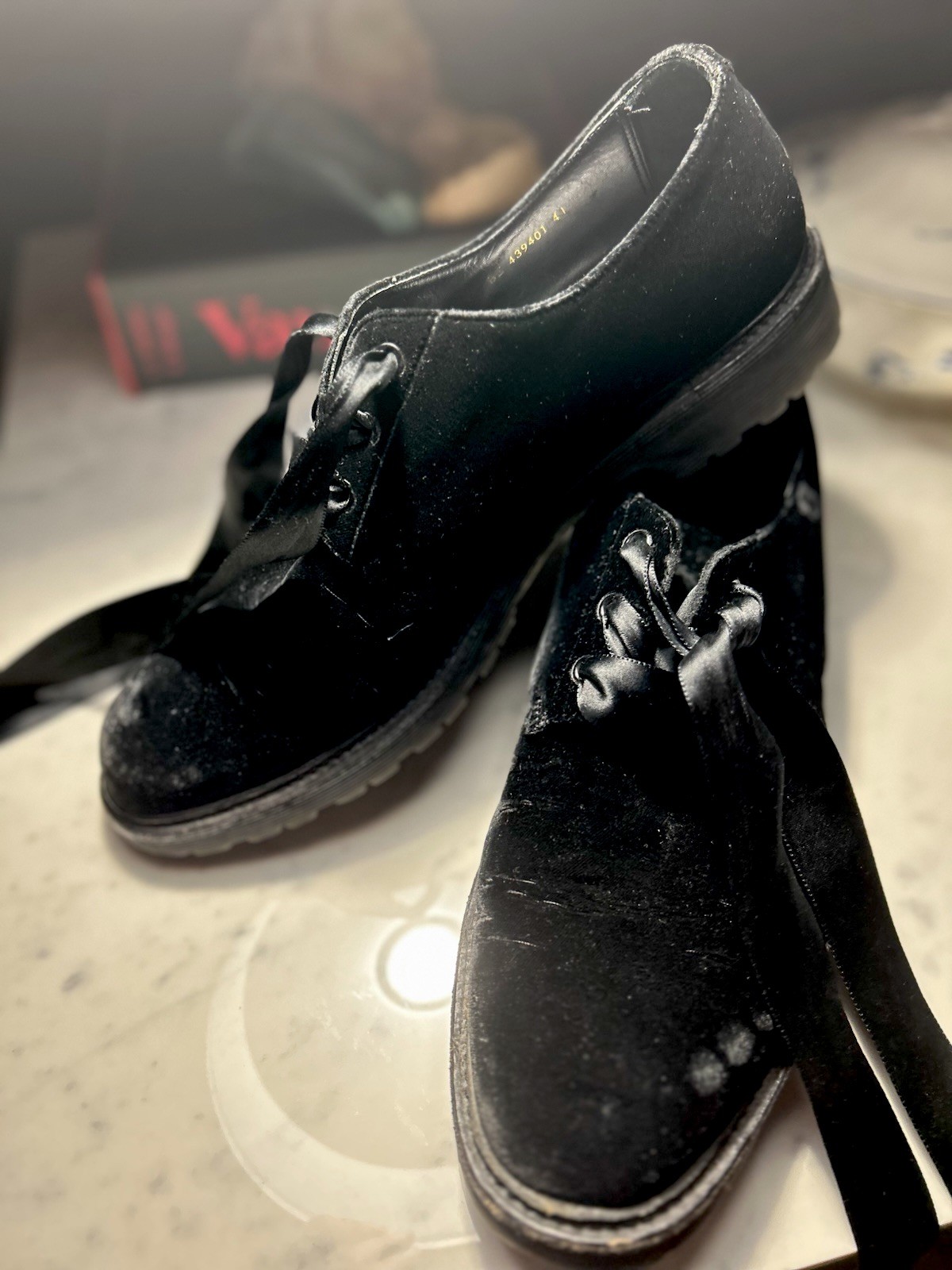 Scarpe eleganti Saint Laurent velluto esercito stringate nere taglia Eur 41 unisex