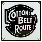 VINTAGE COTTON BELT ROUTE PORCELAIN SIGN TRAIN STATION GAS OIL RAILROAD FREIGHT