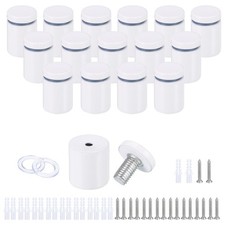 16 Pcs 63/64"x1-1/4" Standoff Screws Stainless Steel Mirror Wall Mounting, White