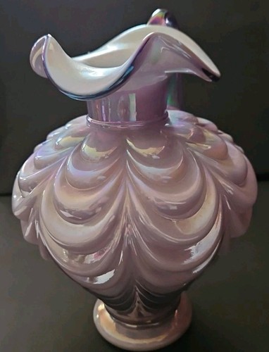 Fenton Lavender Overlay Ruffle Drape Vase Iridescent Purple 7" Tall - Picture 2 of 8