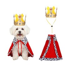 Dog King Costume, Halloween Funny Pet Cloak and Small, Red