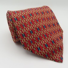 Brooks Brothers Makers Tie Silk Red Blue Chain Links 3.5" Wide 59" Long USA