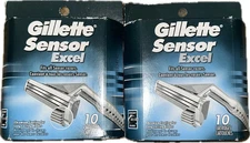 GILLETTE SENSOR EXCEL RAZOR BLADE REFILLS 10 CARTRIDGES EACH X 2 = 20