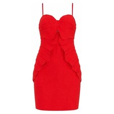 Farm Rio Womens Red Sleeveless Sweetheart Neckline 3D Flower Linen Mini Dress