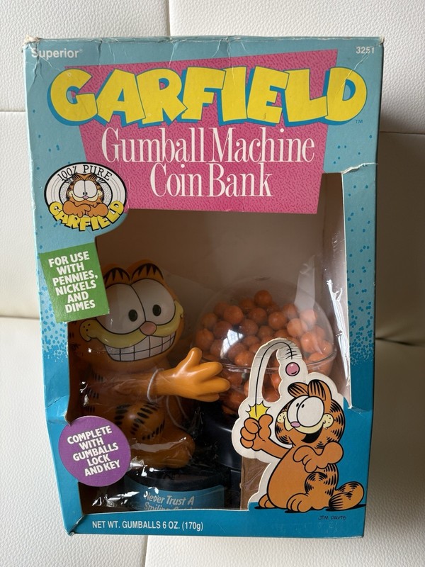 Vintage Garfield Gumball Machine Coin Bank