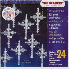 Beadery Holiday Beaded Ornament Kit, Crystal Crosses, 1.25-Inch, Makes Clear