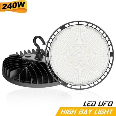 KUKUPPO LED High Bay Light UFO for Garage Shop Warehouse Factory 240W 100-277VAC