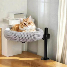 Cat Desk Bed for Indoor Cats - Adjustable Height  360  Rotating Sturdy Cat Furn