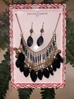 Jaclyn Smith Beautiful Black & Gold Necklace & Pierced Earrings Jewelry Set   — photo 2