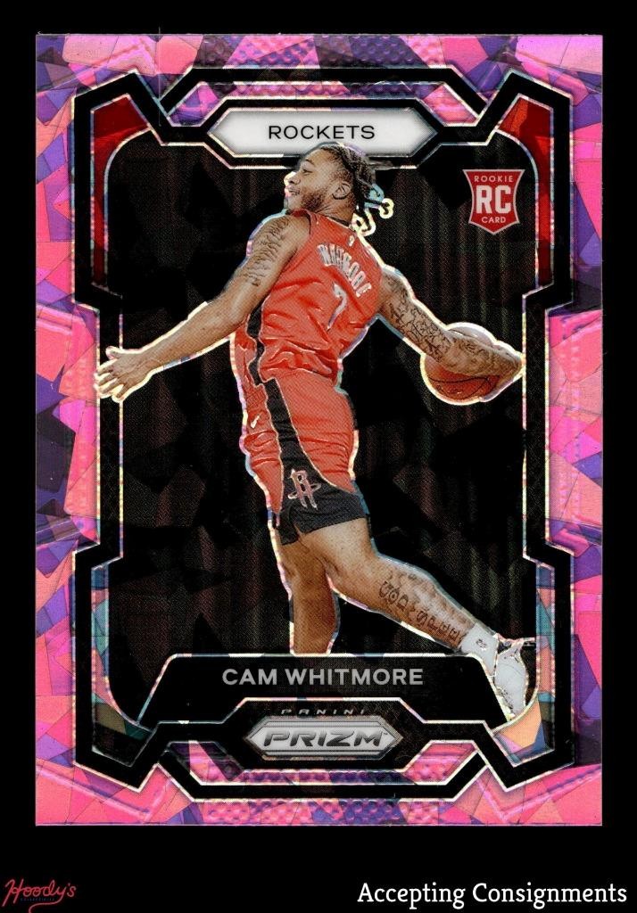 2023-24 Panini Prizm Prizms Pink Ice #129 Cam Whitmore RC ROOKIE Rockets