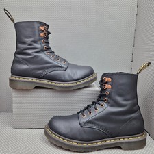 Dr. Martens Pascal Boots UK 6 Women's Black Virginia Leather Yellow Stitch Doc
