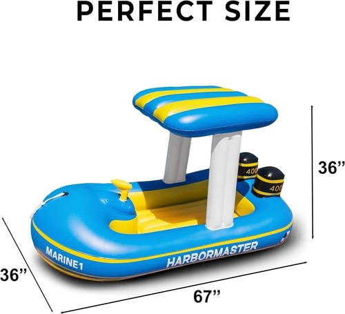 Zone Tech Harbor Master Inflatable Patrol Boat Pool Float Ride-on, Fun Water ... - Picture 5 of 7