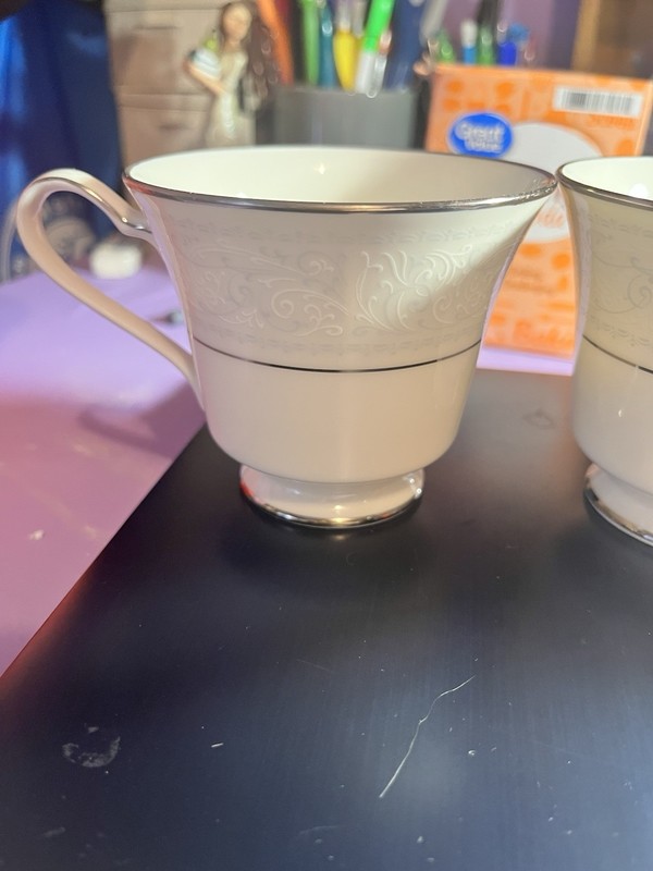 Noritake Ivory China Trudy 7087 White lace Tea cup by Wilshire house(3) 