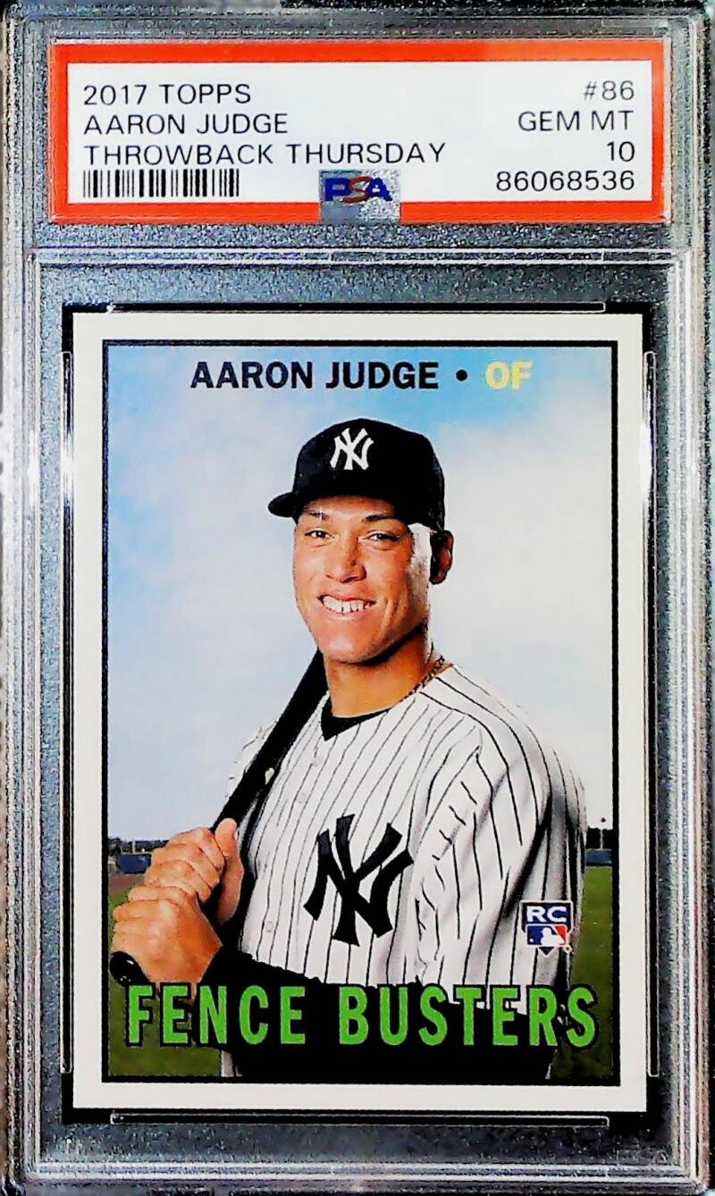 2017 Topps Throwback Thursday #86 Aaron Judge Yankees RC Fence Busters PSA 10