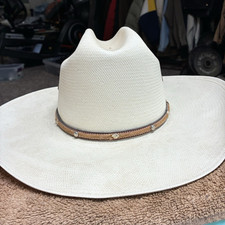Stetson Western Cowboy Panama Hat White Straw Size 57 7