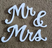 Mr And Mrs Wooden Letters Rustic White