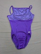GK Elite Leotard Womens Medium Purple Metallic Tank Gymnastics Bodysuit USA