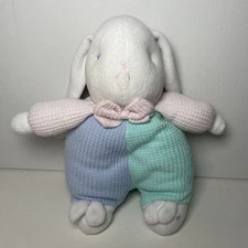 Vintage Soft Dreams Pastel Waffle Weave Baby Bunny Rabbit Plush Rattle Toy HTF