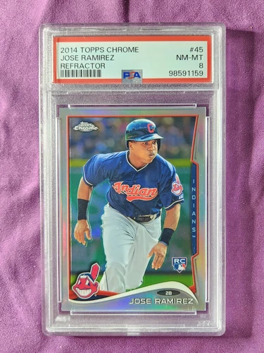 2014 Jose Ramirez Topps Chrome Refractor  #45 Rookie RC NM - Mint PSA 8 