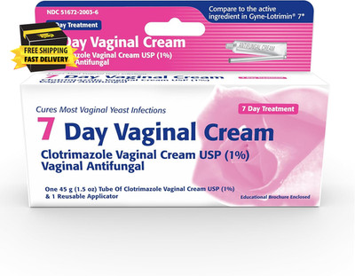 Clotrimazole USP 1% 7-Day Vaginal Cream 1.5 Oz (45G) Yeast Infection Treatment,