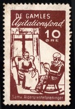 Vintage Denmark Charity Poster Stamp 10 Øre The Elderly People’s Advocacy Fund