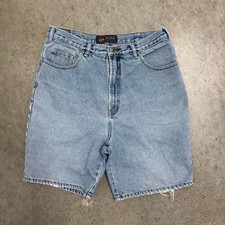 Vintage Y2K Route 66 Shorts Jorts Relaxed Fit Faded Mid Light Wash Distressed 31