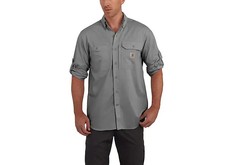 Carhartt Force Ridgefield Size 2XL Relaxed Fit Gray Short Sleeve Button Down