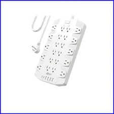Ultimate 28-in-1 Power Strip with 22 Outlets & USB Ports - Compact & Safe Design