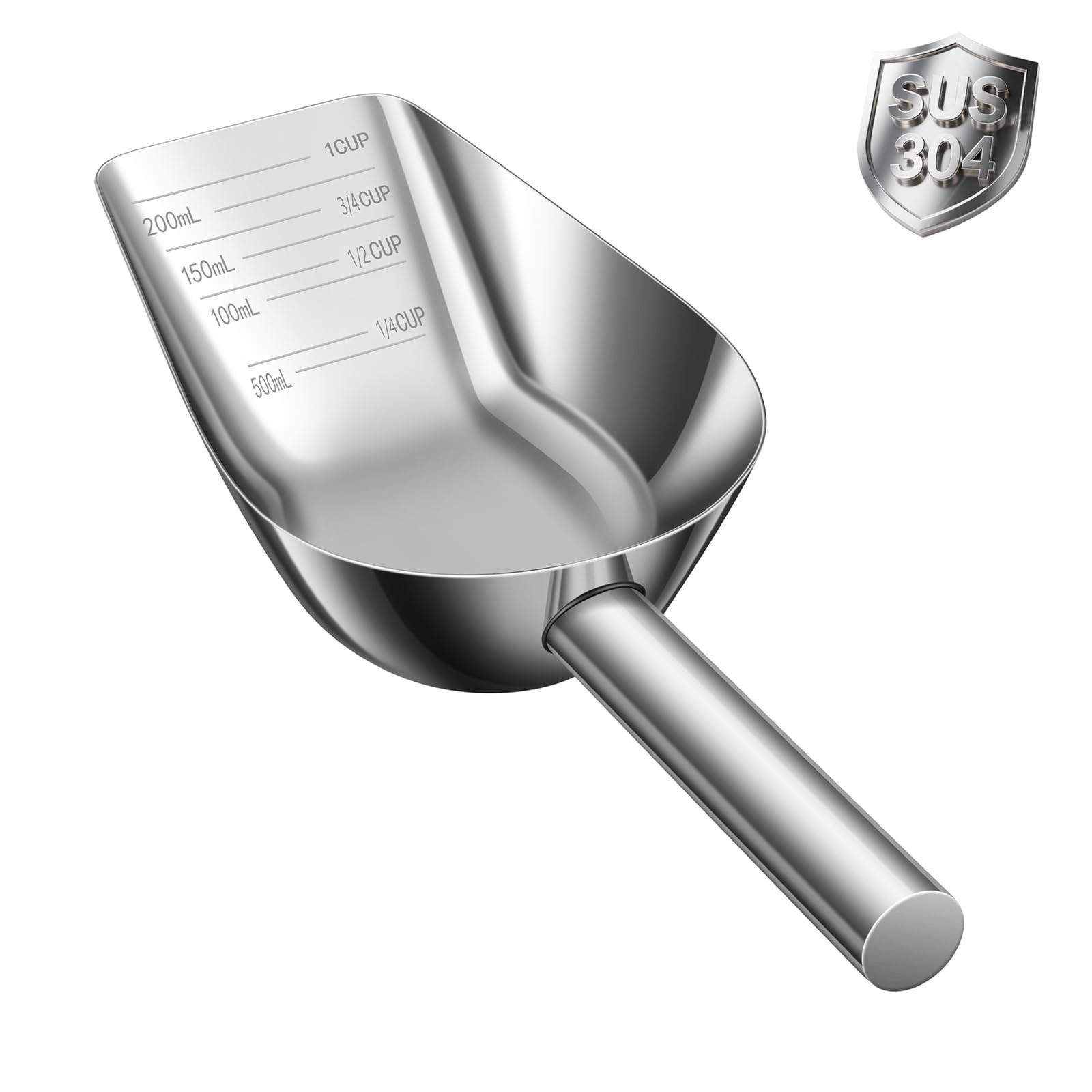 -scoop Measuring 1-cup - Food-grade 304 Stainless Steel Mater