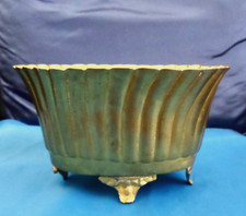 Vintage Solid Brass Footed Oval Planter/ Bowl Scalloped  7" x 5 1/2" FAST SHIP