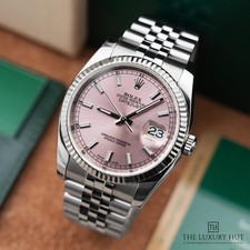 Rolex Datejust 36 116234 - 2014, Box & Papers Steel & White Gold Pink Baton Dial