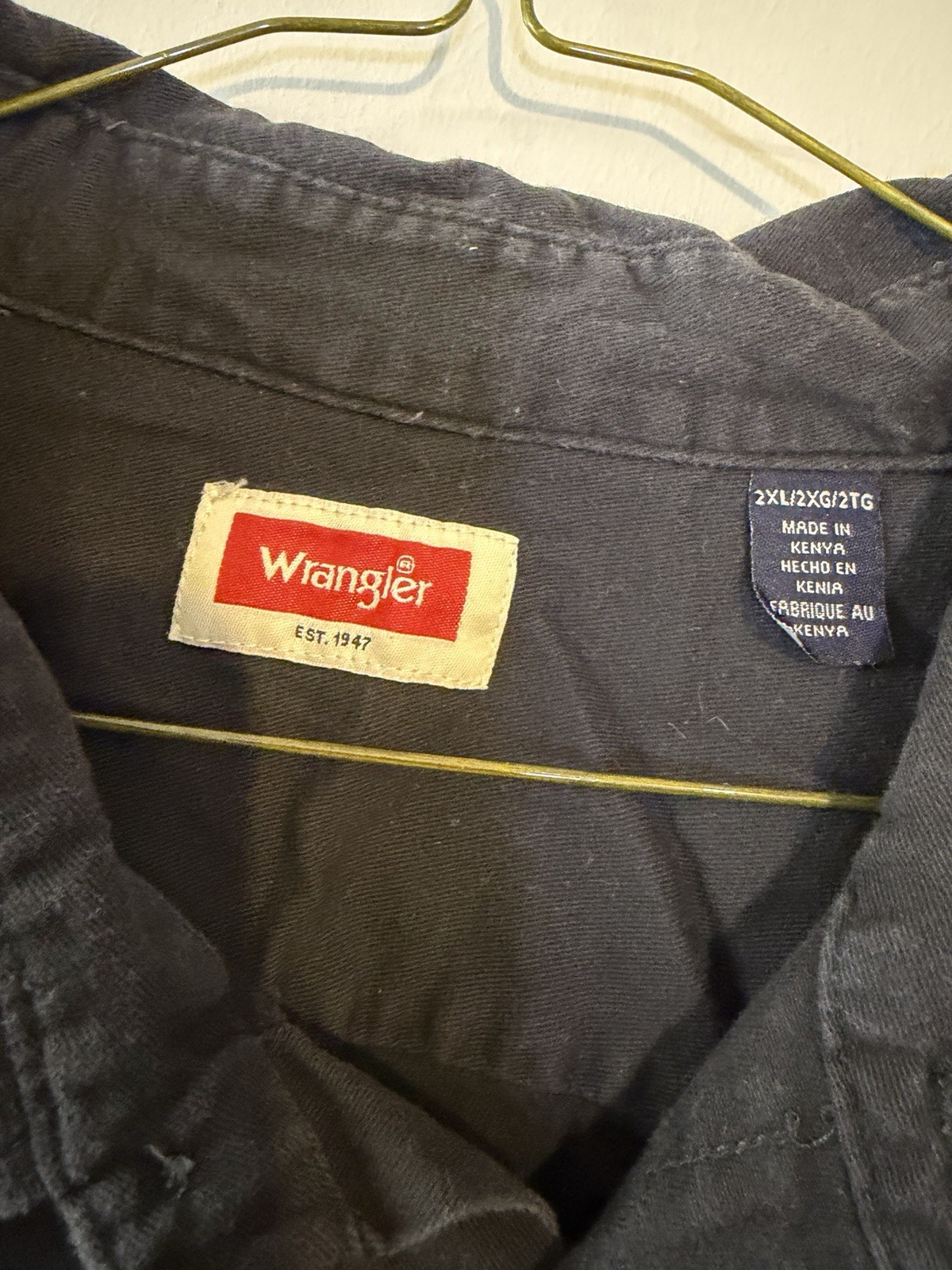 Wrangler Black Button-Up Short Sleeve Shirt XXL 2XL VGC Mens Regular Fit image 3