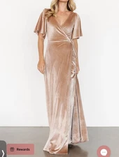 Baltic Born Size-XXL Meghan Velvet Wrap Maxi Dress Champagne