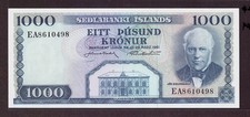 ICELAND 1961 1000 1,000 Kronur, P 46 a, Crisp UNC