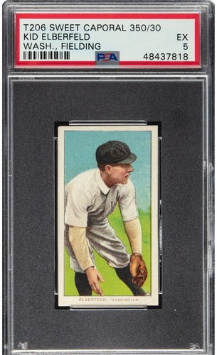 1909 T206 Kid Elberfeld (Wash., Fielding) Sweet Caporal 350/30 PSA 5 EX