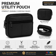 Men's Black Leather Belt Loop Pouch Travel Waist Bag Cigarette Taxi Purse&nbsp;Wallet