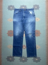Vintage 70s 80s rustler denim jeans faded worn whiskers straight USA made 34x31