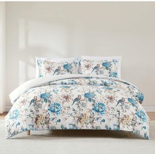 Lush Decor Bird and Hydrangea Cotton Duvet Cover 3 Piece Set King