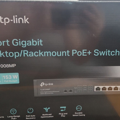 TP-LINK TL-SG1008MP 8-Port Gigabit PoE+ 153W Unmanaged Rackmount Switch