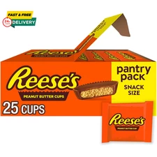 REESE'S Milk Chocolate Snack Size Peanut Butter Cups, Candy Pantry Pack, 13.75 O