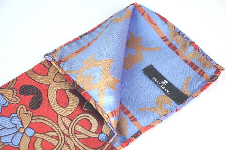 Lord R Colton Masterworks Pocket Square - Jacaranda Ruby Gold Silk - $75 Retail - Image 2 of 3