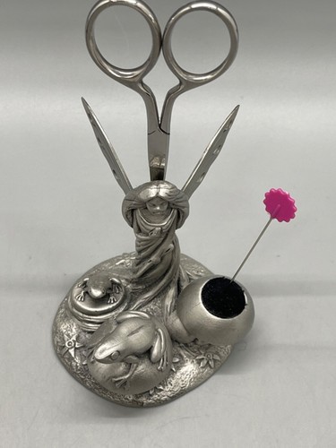 SEWING STATION Fairy Frogs Pewter Miniature Scissor /Pin cushion Williams - Picture 4 of 13