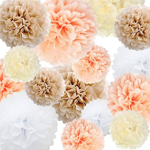 12PCs PINK Theme Mixed Tissue Pom Poms Paper Pompoms Fluffy Flower Ball Party - Picture 61 of 67