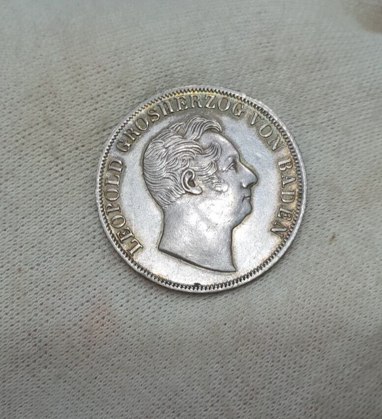 Baden Unc 1852 Silver Shooting 1 Gulden One Year Type Germany Rare - Image 4 of 4