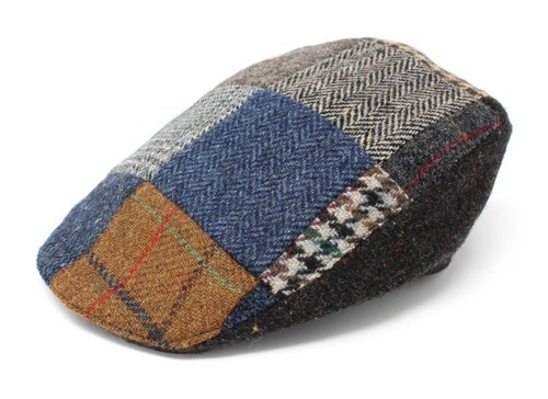 Irish Touring Cap Donegal Patchwork Tweed Hanna Handmade 100% Wool Ireland Gift