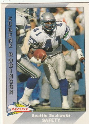 FREE SHIPPING-MINT-1991 Pacific Eugene Robinson #487-PLUS SEAHAWKS BONUS CARDS