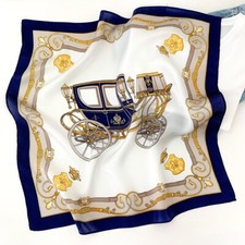 100 Silk 21" Square Scarf Women Kerchief Bandana Tied Vingtage Horse Carriage