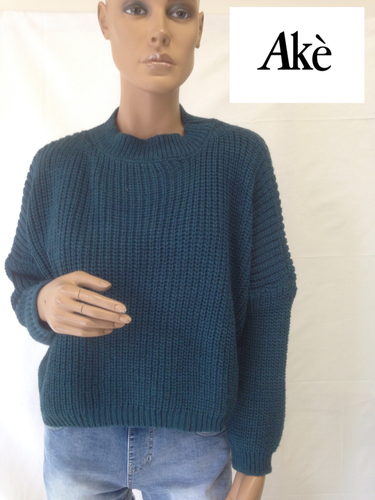 AKE' MAGLIONE-PULLOVER DONNA GIROCOLLO-CORTO STILE OVERSIZE di TENDENZA  -30% | eBay