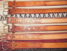 Vintage Western C M Co Tooled Embossed Leather Belts 6 pc Size 28 NEW