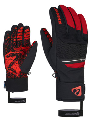 Herren Ziener Goretex GRANiT GTX AW 8,5 Black Red Ski Gloves Warm Wolle Wool
